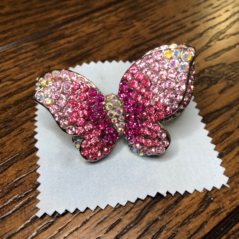 Large Swarovski Crystal Butterfly Ring 6+